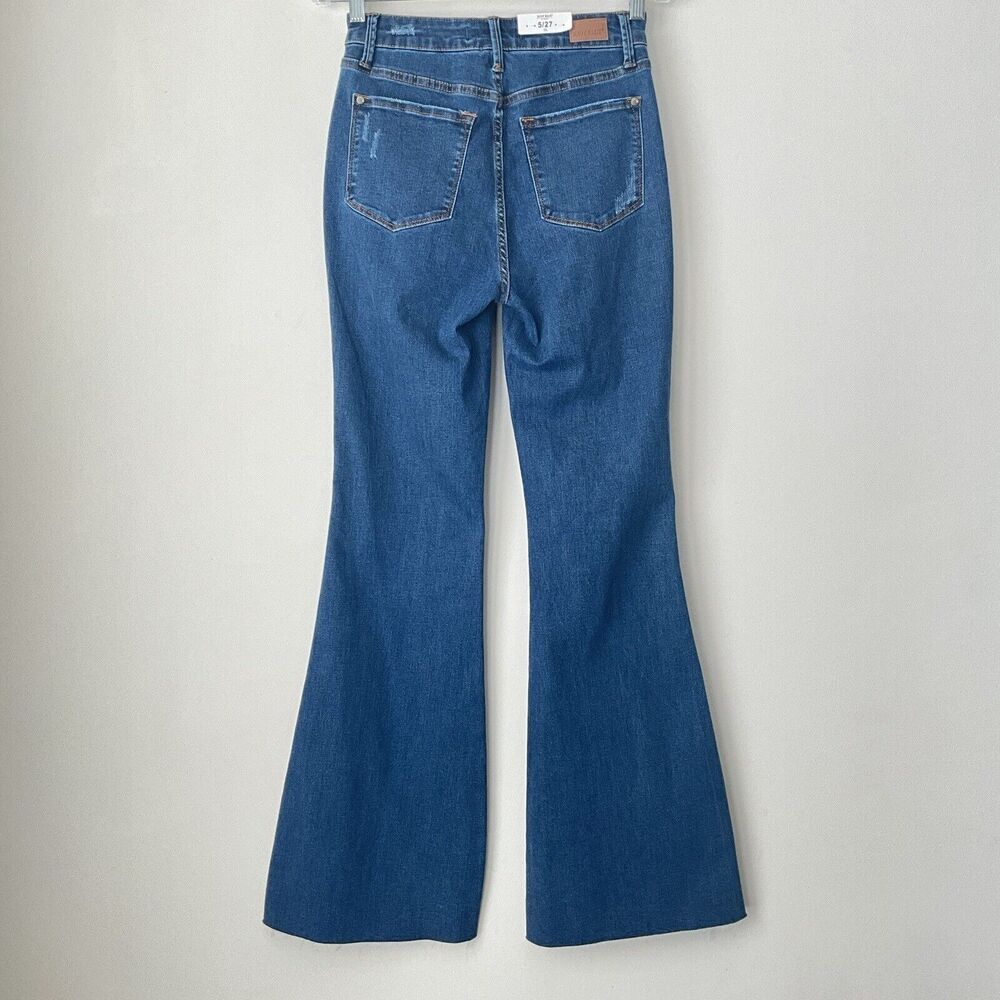 Judy Blue Flare Leg Jeans High Waist Raw Hem Tummy Control Top 27 - Picture 3 of 12
